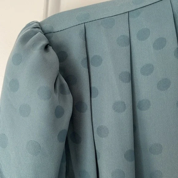 NWT Favorite Daughter The Joan Neck Tie Blouse Jacquard BLUE L - Picture 8 of 15